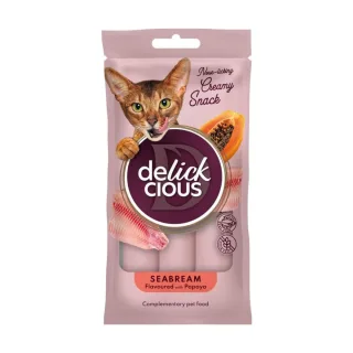 DELICKCIOUS Creamy Snack, Doradă și Papaya, plic recompense pisici, 60g