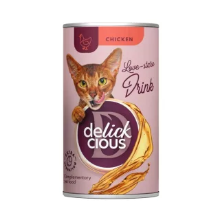 DELICKCIOUS Băutură, Pui, conservă recompense pisici, (topping), 140g