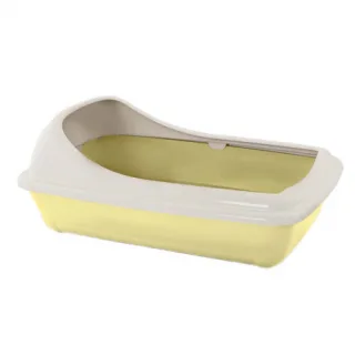 Litiera pentru pisici MPB Birba Mare cu rama detasabila, 56x39x20h cm, galben