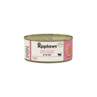 APPLAWS File, Ton și Creveți, conservă hrană umedă pisici, (în supă), 70g