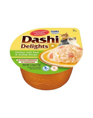 INABA Cat Dashi Delights mancare pisici 70 g pui, ton si scoici