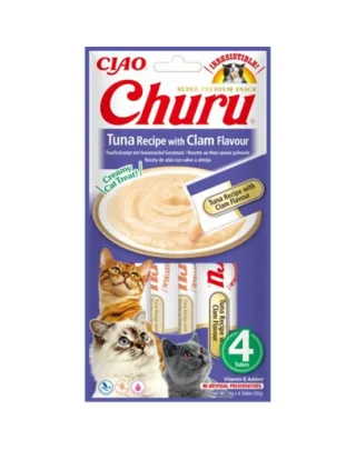 INABA Churu Tuna with clam flavour 4x14g ton si scoici pentru pisica