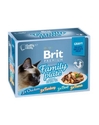 BRIT Premium by Nature pisici fileuri în sos Family Plate 12x85g