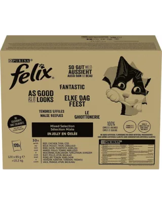 FELIX Mix arome hrană umedă pisici în gelatină 120x85 g