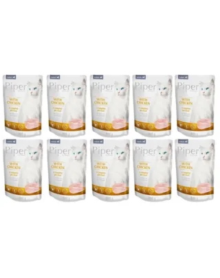 PIPER Animals Adult Cat 10x100 g hrana umeda pentru pisici, cu pui