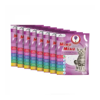 Set 8 buc x Asternut igienic pentru pisici Miau Miau Silicat Lavanda 3,8L