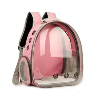 Rucsac transport animale de companie transparent  roz
