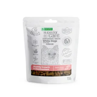 Recompense pentru caini juniori Nature s Protection Superior Care White Dogs Healthy Growth, cu insecte, 150 g