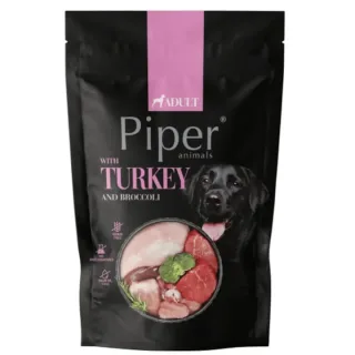 Hrana umeda pentru caini Piper Adult cu curcan  broccoli 500 gr