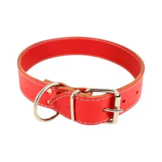 Zgarda din piele pentru caini Nr. 5 Petro Rosie 3,9 x 65 cm