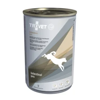 TROVET Dog Intestinal DPD, Rață, dietă veterinară câini, conservă hrană umedă, afecțiuni intestinale, (pate), 400g