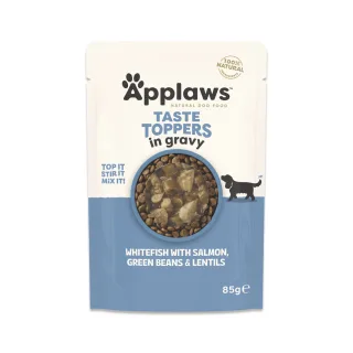 APPLAWS Taste Toppers, XS-XL, Pește alb și Somon, plic hrană umedă fără cereale câini, (în sos), 85g