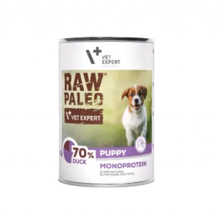 Hrana umeda pentru caini, puppy, RAW PALEO, rata, 400 g