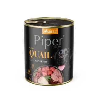 Hrana umeda pentru caini PIPER DOG, prepelita si merisoare, 800g
