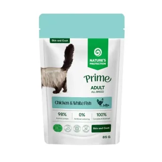 Nature s Protection Prime cu Pui si Peste Alb pentru Pisici 85 Gr