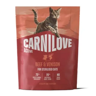 Hrana uscata pisici, Carnilove Active Cat Dry Beef  Venison Sterilised Adult All Breeds 400 g