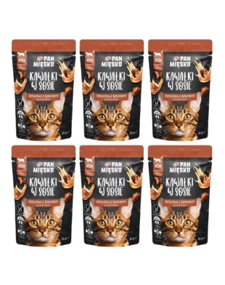 PAN MIĘSKO Bucăți în sos Vițel cu cerb, hrană umedă pentru pisici 6x85 g