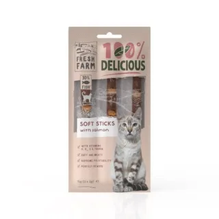 Recompense pentru pisici Fresh Farm Soft Sticks cu somon 3 x 5 gr