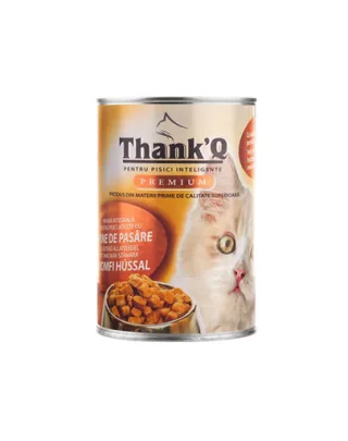 THANK'Q cu pui 415 g hrană umedă pentru pisici