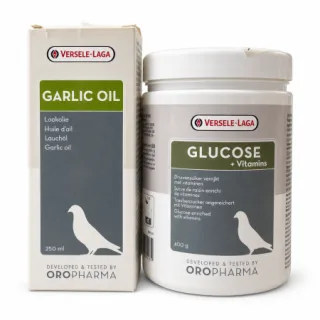 Pachet pentru porumbei Garlic Oil 250 ml + Glucose 400 gr