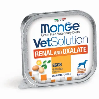 MONGE VETSOLUTION Renal & Oxalate, XS-XL, Ou, dietă veterinară, tăviță hrană umedă fără cereale câini, sistem renal, (pate), 150g