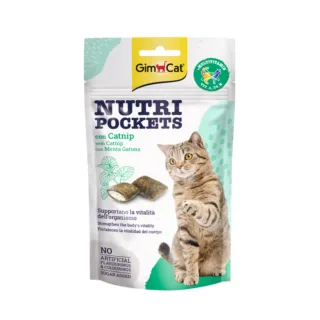 GIMCAT Nutri Pockets Iarba Pisicii, Catnip, punguță recompense funcționale pisici, 60g