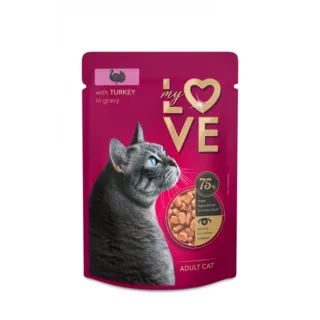 MY LOVE, Curcan, plic hrană umedă pisici, (în sos), 85g