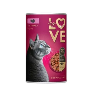 MY LOVE, Curcan, conservă hrană umedă pisici, (în sos), 415g