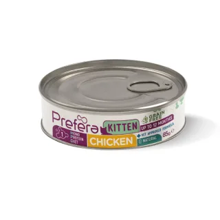 PREFERA MPD Kitten, Pui, dietă veterinară, conservă hrană umedă monoproteică fără cereale pisici junior, (în suc propriu), 85g