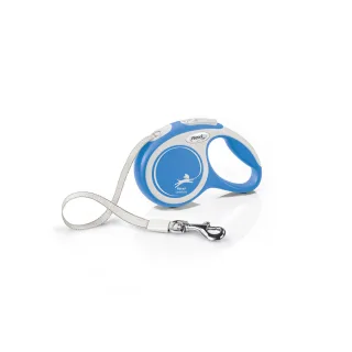 FLEXI Comfort, lesă bandă retractabilă câini, nylon, albastru, XS(12kg, 3m)