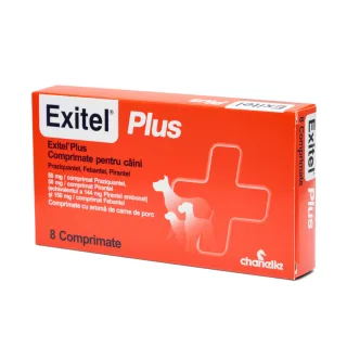 EXITEL Plus 50/144/150mg, deparazitare internă câini, XS-M, comprimate, Porc, 8buc