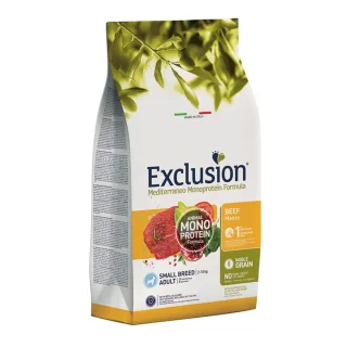 EXCLUSION Mediterraneo Monoprotein Formula Small Breed, XS-S, Vită, hrană uscată monoproteică câini, 7kg