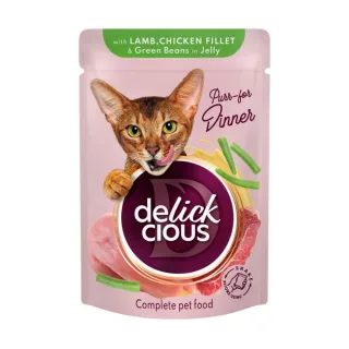 DELICKCIOUS Dinner, Miel și Pui, plic hrană umedă pisici, (în aspic), 85g