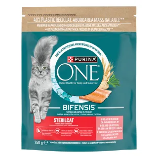 PURINA One Sterilcat, Somon și Grâu, hrană uscată pisici sterilizate, 750g
