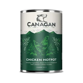 CANAGAN Chicken HotPot, XS-XL, Pui, conservă hrană umedă fără cereale câini junior & adult, (în supă), 400g