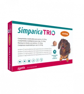 Simparica Trio Caini 12 mg (5.1 - 10 kg) Deparazitare interna si externa, 3 x comprimate masticabile