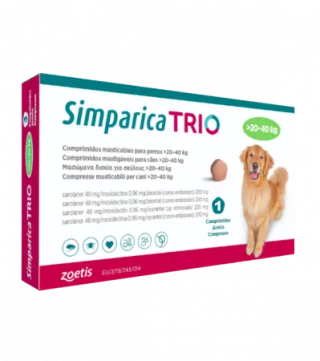Simparica Trio Caini 48 mg (20.1 - 40 kg) Deparazitare interna si externa, 3 x comprimate masticabile
