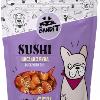 Recompense pentru caini Mr. Bandit SUSHI, rata si peste, 80g