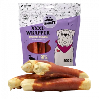 Recompense pentru caini Mr. Bandit WRAPPER XXXL, rata, 500g
