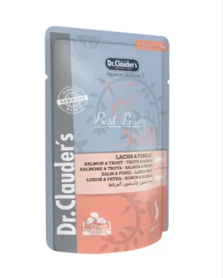 Hrana umeda pisica cu somon si pastrav Dr Clauder, 100 g