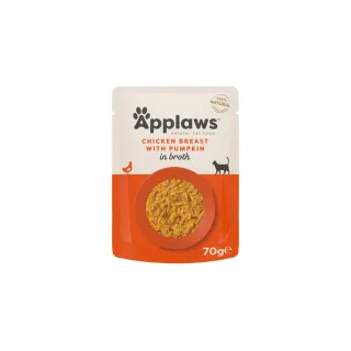 APPLAWS Piept, Pui și dovleac, plic hrană umedă pisici, (în supă), 70g