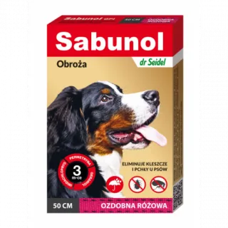 Zgarda antiparazitara caini , Sabunol GPI talie medie 10-25 kg Roz , 50 cm