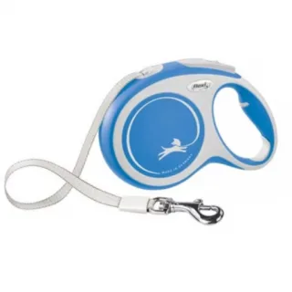 Lesa pentru caini Comfort banda, Flexi, Retractabil, Pana la 50 kg, L, 8 metri, Albastru