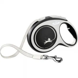 Lesa pentru caini Comfort banda, Flexi, Retractabil, Pana la 25 kg, M, 5 metri, Negru