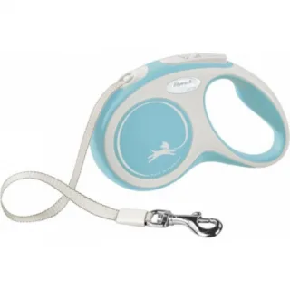 Lesa pentru caini Comfort banda, Flexi, Retractabil, Pana la 15 kg, S, 5 metri, Albastru deschis