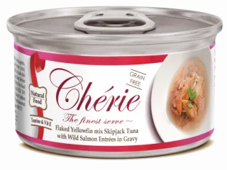 Cherie Adult Cat Grain Free Mix Fulgi de Ton cu Somon Salbatic in Sos  80 g