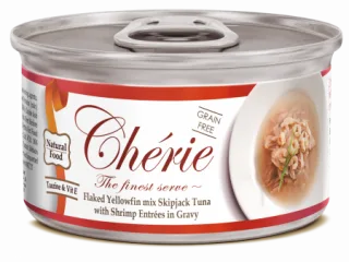 Cherie Adult Cat Grain Free Mix Fulgi de Ton cu Creveti in Sos  80 g