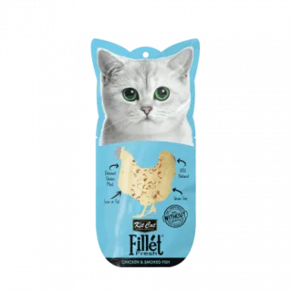Recompense lichide pentru pisici Kit Cat Fillet Fresh, pui si peste afumat, 30g