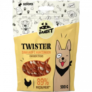 Recompense pentru caini Mr. Bandit TWISTER, pui, 80g