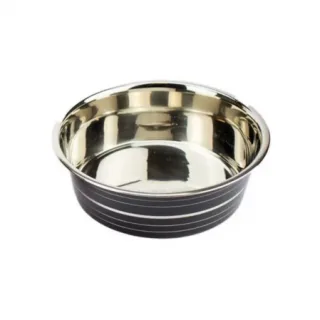 Bol pentru hrana animale, inox, diametru 1.5 l, 21 cm, Rosu Negru Agility